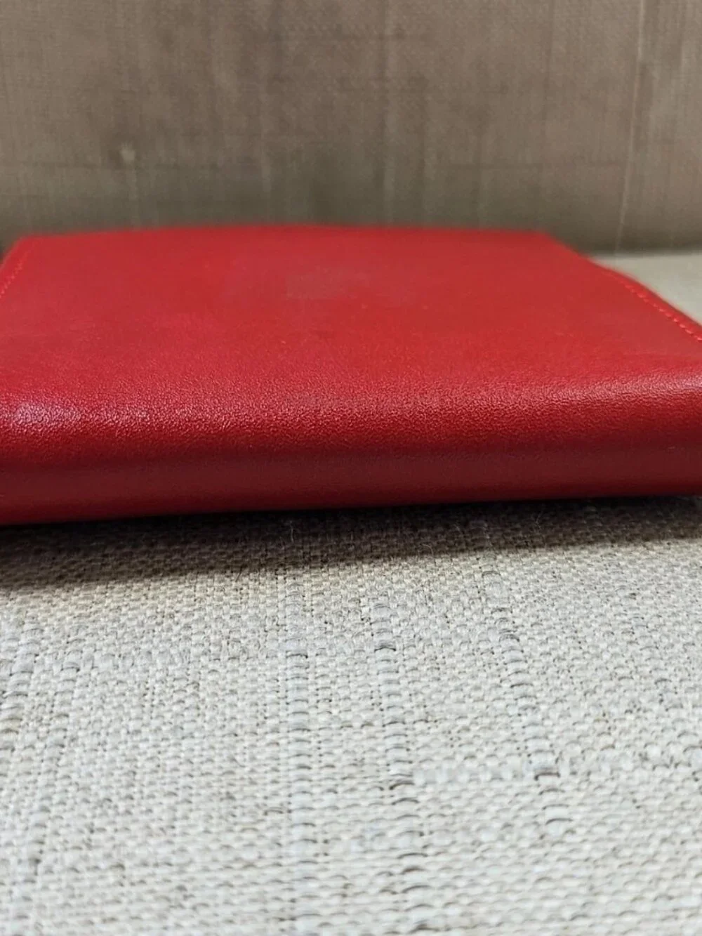 Genuine Leather Wallet Red/Brown Bifold Multiple Compartment for Cards Handmade
